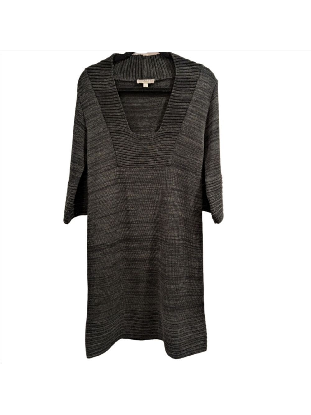 Kenar Charcoal Knit Sweater Dress Wool Blend Large